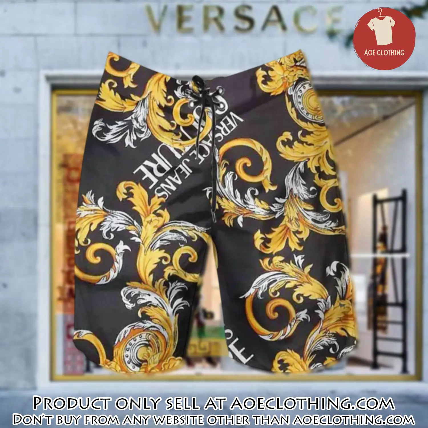 Versace golden black luxury brand premium fashion shorts for men aoe1622846